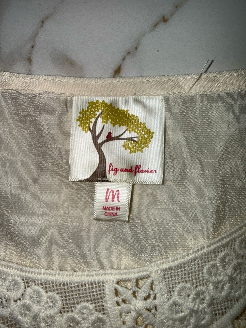 Fig & Flower Cream Lace Boho Blouse Medium NWOT Lined top - Picture 7 of 7